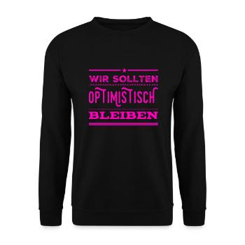 ich mag Optimismus - Unisex Pullover - Schwarz - Vorne - Alina (178cm) & Michal (187cm)