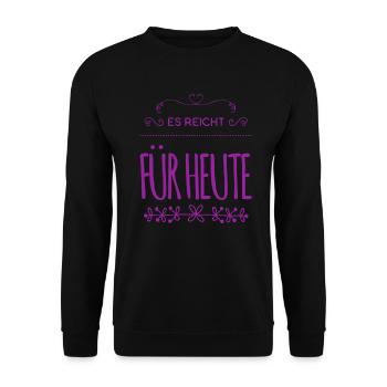 es ist genug - Unisex Pullover - Schwarz - Vorne - Alina (178cm) & Michal (187cm)