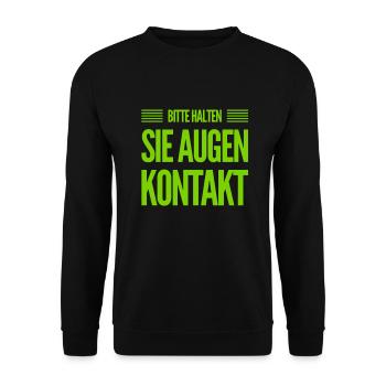 halte Augenkontakt - Unisex Pullover - Schwarz - Vorne - Alina (178cm) & Michal (187cm)