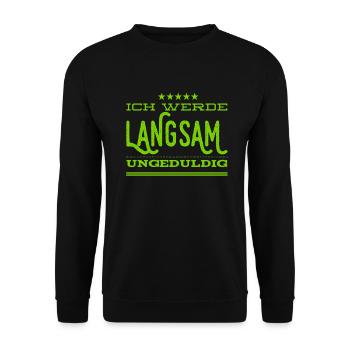 angespannt - Unisex Pullover - Schwarz - Vorne - Alina (178cm) & Michal (187cm)