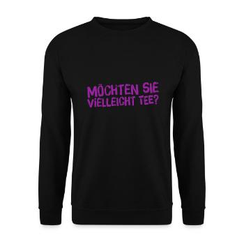 wie sieht es mit Tee aus? - Unisex Pullover - Schwarz - Vorne - Alina (178cm) & Michal (187cm)