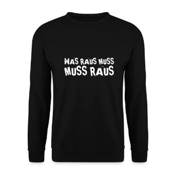 es will raus - Unisex Pullover - Schwarz - Vorne - Alina (178cm) & Michal (187cm)