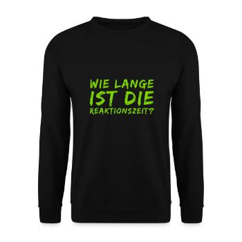 wie lange dauert es? - Unisex Pullover - Schwarz - Vorne - Alina (178cm) & Michal (187cm)