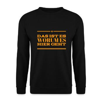 das ist das warum - Unisex Pullover - Schwarz - Vorne - Alina (178cm) & Michal (187cm)
