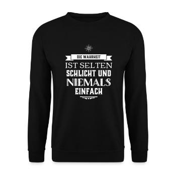 die Wahrheit ist schwierig - Unisex Pullover - Schwarz - Vorne - Alina (178cm) & Michal (187cm)