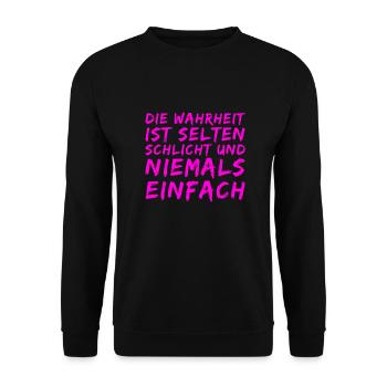 die Wahrheit über die Wahrheit - Unisex Pullover - Schwarz - Vorne - Alina (178cm) & Michal (187cm)
