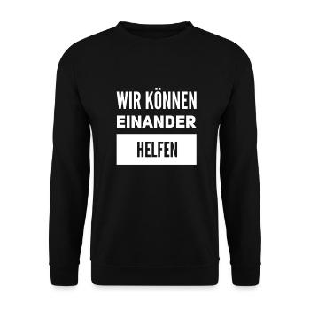 wir können einander unterstützen - Unisex Pullover - Schwarz - Vorne - Alina (178cm) & Michal (187cm)