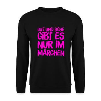gut und böse gibt es nur im Märchen - Unisex Pullover - Schwarz - Vorne - Alina (178cm) & Michal (187cm)