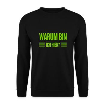 was mache ich denn hier? - Unisex Pullover - Schwarz - Vorne - Alina (178cm) & Michal (187cm)