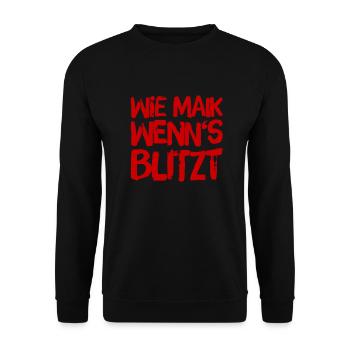 wie Maik wenn's blitzt - Unisex Pullover - Schwarz - Vorne - Alina (178cm) & Michal (187cm)