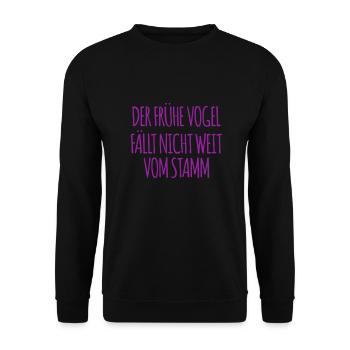 was macht der frühe Vogel - Unisex Pullover - Schwarz - Vorne - Alina (178cm) & Michal (187cm)