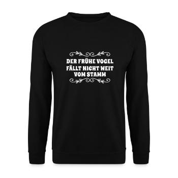 er fällt nicht weit vom Stamm - Unisex Pullover - Schwarz - Vorne - Alina (178cm) & Michal (187cm)