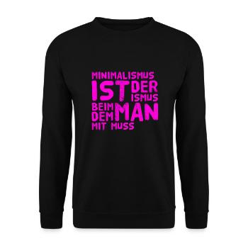 Minimalismus ist super - Unisex Pullover - Schwarz - Vorne - Alina (178cm) & Michal (187cm)