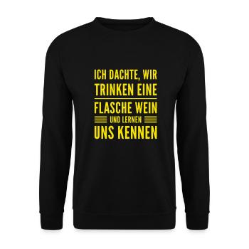 Bock auf eine Flasche Wein? - Unisex Pullover - Schwarz - Vorne - Alina (178cm) & Michal (187cm)