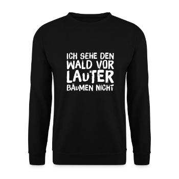 den Wald vor lauter Bäumen - Unisex Pullover - Schwarz - Vorne - Alina (178cm) & Michal (187cm)