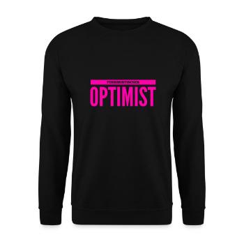 realistischer Optimist - Unisex Pullover - Schwarz - Vorne - Alina (178cm) & Michal (187cm)