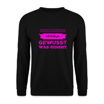 das war klar - Unisex Pullover - Schwarz - Vorne - Alina (178cm) & Michal (187cm)
