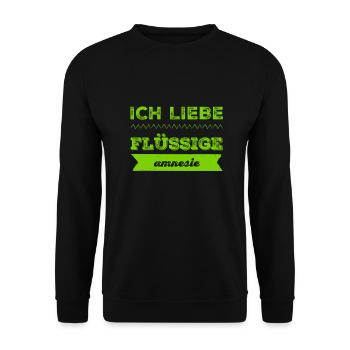 ich liebe flüssige Amnesie - Unisex Pullover - Schwarz - Vorne - Alina (178cm) & Michal (187cm)