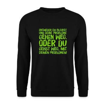 geh weg oder bleib - Unisex Pullover - Schwarz - Vorne - Alina (178cm) & Michal (187cm)