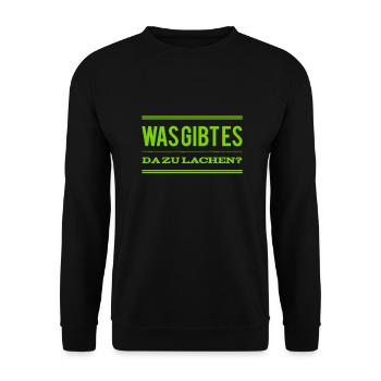 warum lachst du? - Unisex Pullover - Schwarz - Vorne - Alina (178cm) & Michal (187cm)