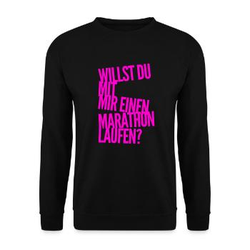 gemeinsamer Marathon - Unisex Pullover - Schwarz - Vorne - Alina (178cm) & Michal (187cm)