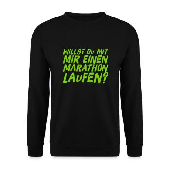 Lust auf einen Marathon? - Unisex Pullover - Schwarz - Vorne - Alina (178cm) & Michal (187cm)