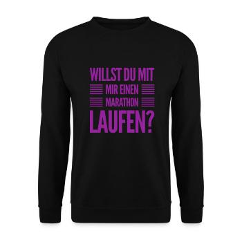 lass uns gemeinsam laufen - Unisex Pullover - Schwarz - Vorne - Alina (178cm) & Michal (187cm)