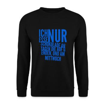 Schokolade ist mein Ding - Unisex Pullover - Schwarz - Vorne - Alina (178cm) & Michal (187cm)
