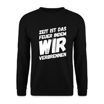 das Feuer der Zeit - Unisex Pullover - Schwarz - Vorne - Alina (178cm) & Michal (187cm)