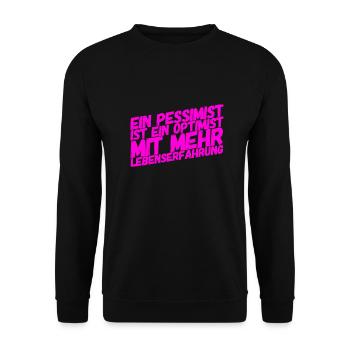 pessimistischer Optimist - Unisex Pullover - Schwarz - Vorne - Alina (178cm) & Michal (187cm)
