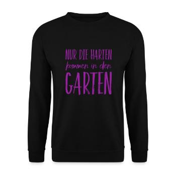 ich möchte in den Garten - Unisex Pullover - Schwarz - Vorne - Alina (178cm) & Michal (187cm)
