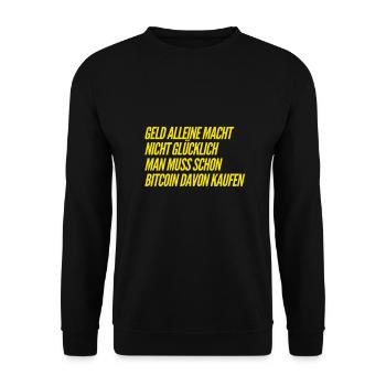 BITCOIN und das Glück - Unisex Pullover - Schwarz - Vorne - Alina (178cm) & Michal (187cm)