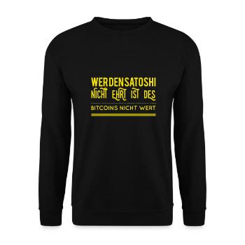 Ehre den Satoshi - Unisex Pullover - Schwarz - Vorne - Alina (178cm) & Michal (187cm)