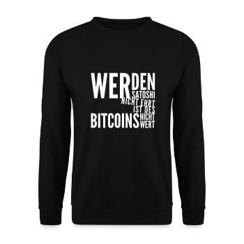 wer den Satoshi nicht ehrt - Unisex Pullover - Schwarz - Vorne - Alina (178cm) & Michal (187cm)
