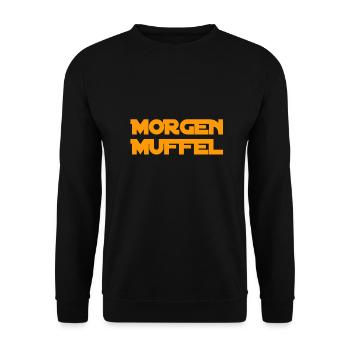 vor dir steht ein Morgenmuffel - Unisex Pullover - Schwarz - Vorne - Alina (178cm) & Michal (187cm)