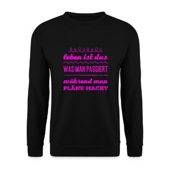 lebe dein Leben - Unisex Pullover - Schwarz - Vorne - Alina (178cm) & Michal (187cm)