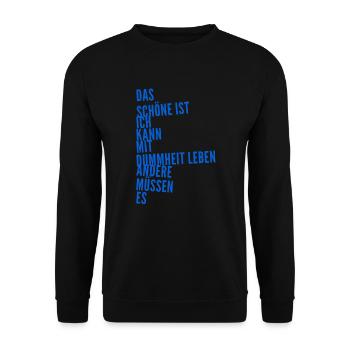 die Dummheit der Menschen - Unisex Pullover - Schwarz - Vorne - Alina (178cm) & Michal (187cm)