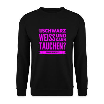 A cow diving - Unisex Sweatshirt - black - Front - Alina (178cm) & Michal (187cm)