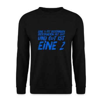 bestanden ist gut - Unisex Pullover - Schwarz - Vorne - Alina (178cm) & Michal (187cm)