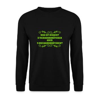 wie viele Brötchen möchtest du? - Unisex Pullover - Schwarz - Vorne - Alina (178cm) & Michal (187cm)