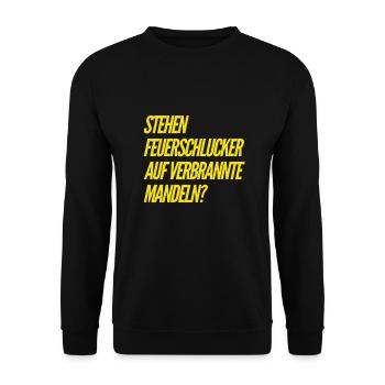 was Feuerschlucker wohl mögen? - Unisex Pullover - Schwarz - Vorne - Alina (178cm) & Michal (187cm)