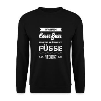 warum riechen Füße? - Unisex Pullover - Schwarz - Vorne - Alina (178cm) & Michal (187cm)
