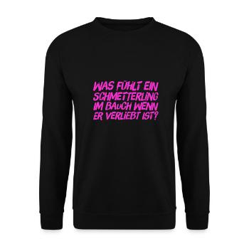 verliebte Schmetterlinge - Unisex Pullover - Schwarz - Vorne - Alina (178cm) & Michal (187cm)