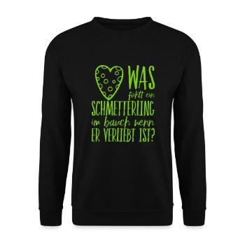 Schmetterlinge im Bauch - Unisex Pullover - Schwarz - Vorne - Alina (178cm) & Michal (187cm)