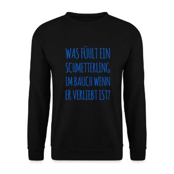 so fühlen Schmetterlinge - Unisex Pullover - Schwarz - Vorne - Alina (178cm) & Michal (187cm)