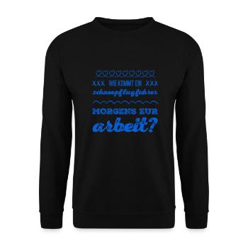 der Weg zur Arbeit - Unisex Pullover - Schwarz - Vorne - Alina (178cm) & Michal (187cm)