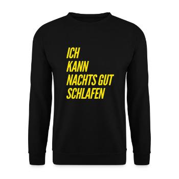 ich kann Nachts gut schlafen - Unisex Pullover - Schwarz - Vorne - Alina (178cm) & Michal (187cm)