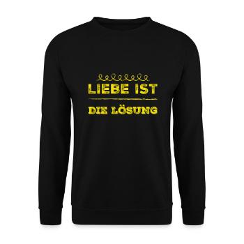Liebe ist die Lösung - Unisex Pullover - Schwarz - Vorne - Alina (178cm) & Michal (187cm)