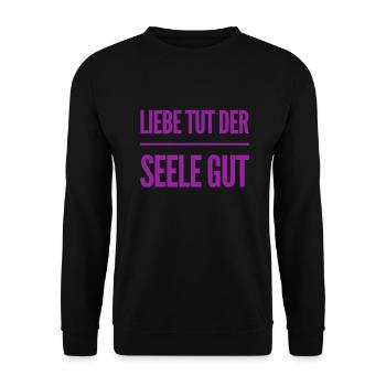 die Seele will geliebt werden - Unisex Pullover - Schwarz - Vorne - Alina (178cm) & Michal (187cm)