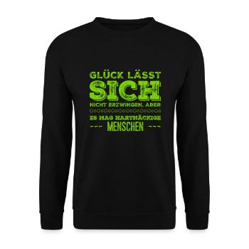 Happiness cannot be forced - Unisex Sweatshirt - black - Front - Alina (178cm) & Michal (187cm)